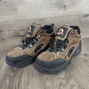 Brahmas Boots Mens 9.5 Work Or Outdoor Leather Brown Shoes Province Steel Toe